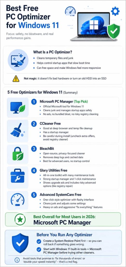 Best Free PC Optimizer for Windows 11 2026: Safe & Fast (Tested)